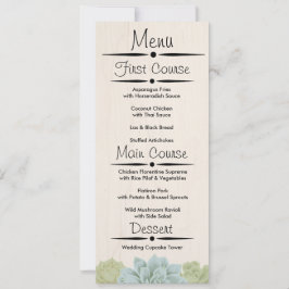Convites Menu Recepção de casamento Rustic Succulent