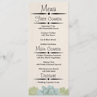 Convites Menu Recepção de casamento Rustic Succulent