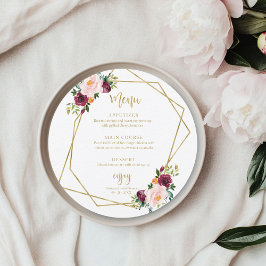 Convites Menu Redondo do Chá de panela Floral do Blush Burg