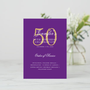Convites Menu Roxo Dourado do Programa de Aniversário do El