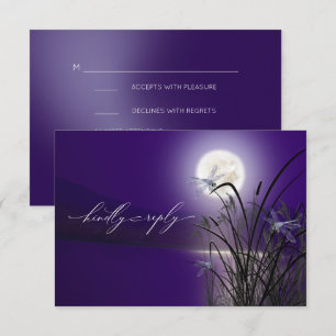 Convites Menu RSVP Ameyst Full Moon Dragonfly Pond
