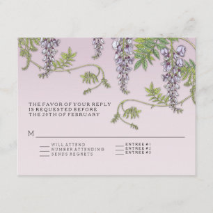 Convites Menu RSVP w Art Nouveau Vintage Wisteria Floral