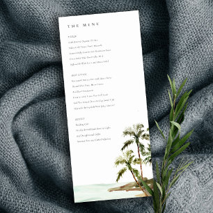 Convites Menu Rustic Tropical Palm Trees Beach Sand Wedding