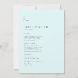 Convites Menu Seafoam Modern Wedn