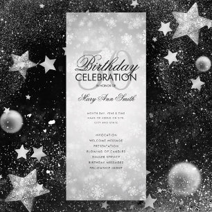 Convites Menu Silver Wonderland do Programa de Aniversário