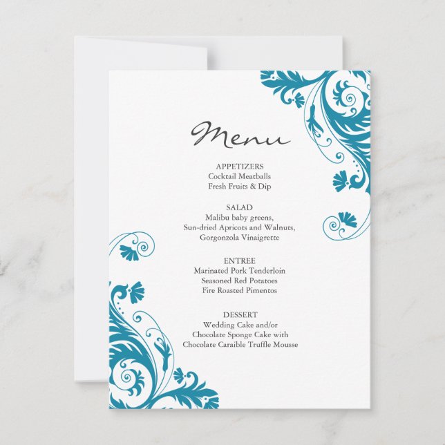 Convites Menu Teal Wedding (Frente)