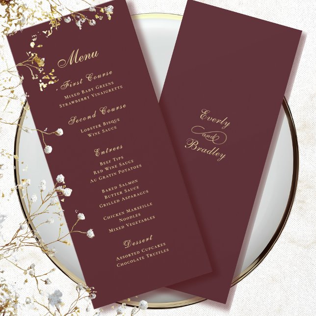 Convites Menu Tradicional com Fundo Vermelho Escuro e Letra (Criador carregado)