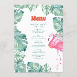 Convites Menu tropical do flamingo da aguarela