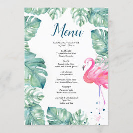 Convites Menu tropical do flamingo da aguarela