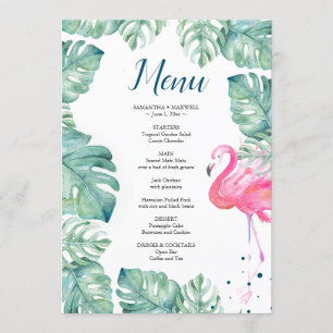 Convites Menu tropical do flamingo da aguarela