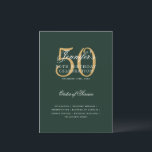 Convites Menu Verde Dourado do Programa de Aniversário do E<br><div class="desc">Design de "Programa de Festa de aniversário   Menu" elegante com um script de tipografia sofisticado em Dourado e Verde com texto personalizado.</div>