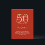 Convites Menu Vermelho Dourado do Programa de Aniversário d<br><div class="desc">Design de "Programa de Festa de aniversário   Menu" elegante com um script de tipografia sofisticado em Dourado e vermelho com texto personalizado.</div>