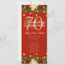 Convites Menu Vermelho Dourado do Programa de Festa de aniv