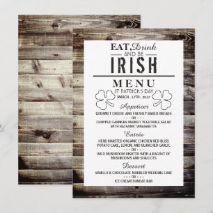 Convites Menu Vintage Irish Wood Dia de São Patrício