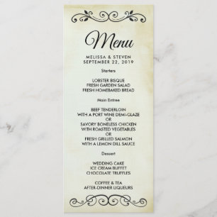 Convites Menu Vintage Old Fashiked Western Theme Wedding