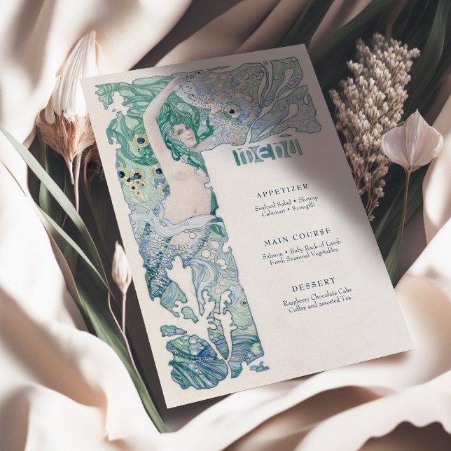 Convites Menu Vintage Smermaid Art Nouveau (Criador carregado)