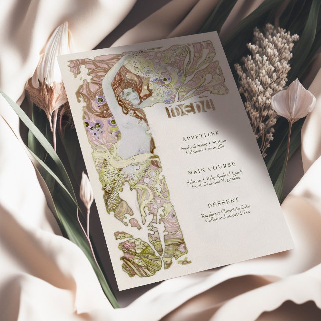 Convites Menu Vintage Smermaid Art Nouveau (Criador carregado)