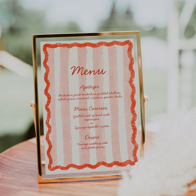 Convites Menu Whimsical Modern Pink & Red Weding (Criador carregado)
