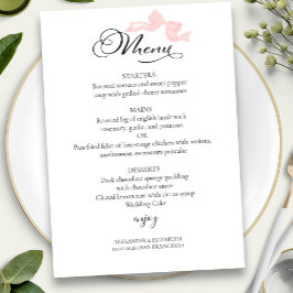 Convites Menus de Casamento de Aquarela | Caligrafia rosa A