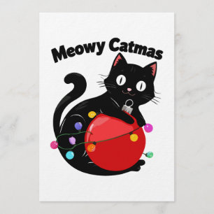 Convites Meowy Catmas - Gato com enfeite de Natal