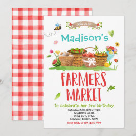 Convites Mercado de Agricultores Aniversário Menina Fazenda