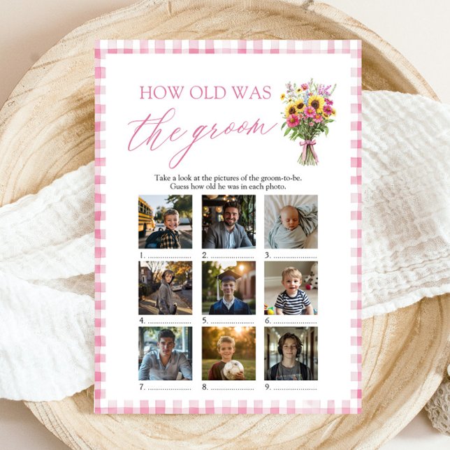 Convites Mercado de Agricultores Rosa Quantos Anos Tinha o  (Pink How Old Was The Groom Bridal Shower Game)
