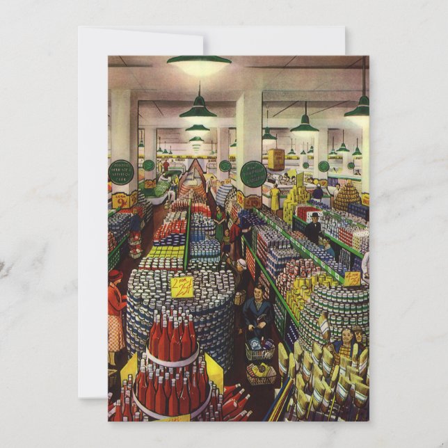 Convites Mercado de negócios vintage, alimentos e bebidas (Frente)