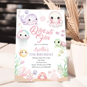 Convites Mergulhe em Cinco Animais do Oceano 5º Aniversário