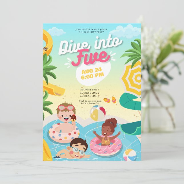 Convites Mergulhe em cinco anos-5 (Em pé/Frente)