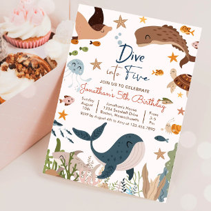 Convites Mergulhe em Cinco Debaixo do Mar Festa de Aniversá