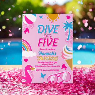 Convites Mergulhe em cinco festas de aniversário de Piscina