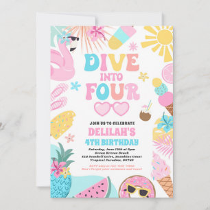 Convites Mergulhe Em Quatro Praia Tropical 4º Festa de Aniv