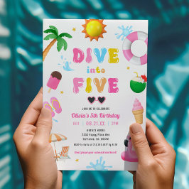 Convites Mergulhe na Festa de aniversário da 5 de uma Pisci