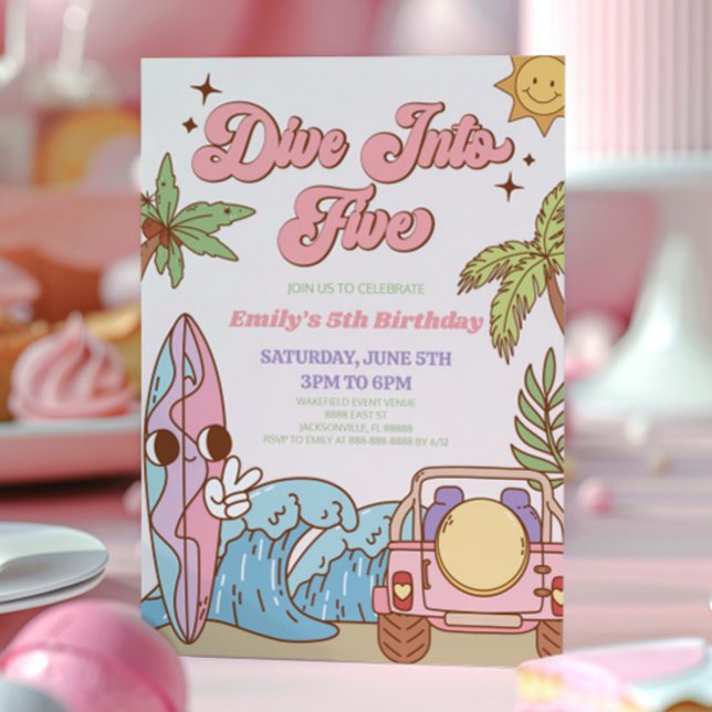 Convites Mergulhe Na Festa de aniversário Da 5 Retroativa D (Criador carregado)