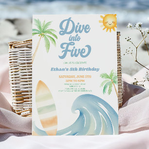 Convites Mergulhe no Cinco Festa de Aniversário de 5 anos P