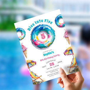 Convites Mergulhe no Cinco Festa de Aniversário de Verão