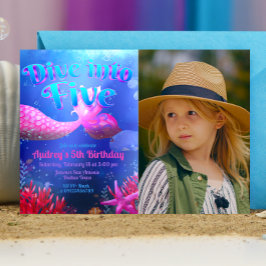 Convites Mergulhe no Cinco - Sereia com Paisagem Fotográfic