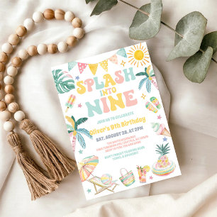 Convites Mergulhe no Nove Festa de Praia Verão Aniversário 