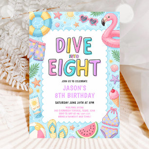 Convites Mergulhe no Oitavo Aniversário da Festa na Piscina