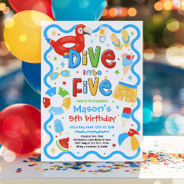 Convites Mergulhe nos Cinco Aniversário de 5 anos de Festa 