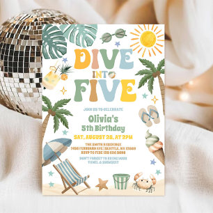 Convites Mergulhe nos Cinco Aniversário de Festa de Praia d
