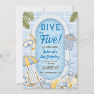 Convites Mergulhe nos Cinco Aniversário de Verão na Piscina