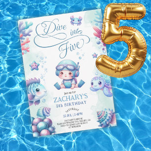 Convites Mergulho Azul em Cinco Debaixo do Mar 5º Aniversár