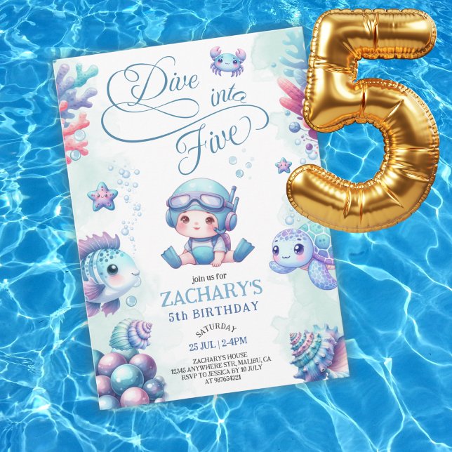 Convites Mergulho Azul em Cinco Debaixo do Mar 5º Aniversár (Criador carregado)
