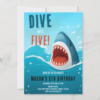 Convites Mergulho de Tubarão nos Cinco Aniversário