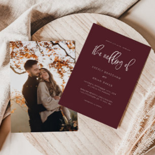 Convites Merlot de Casamento Minimalista Moderno