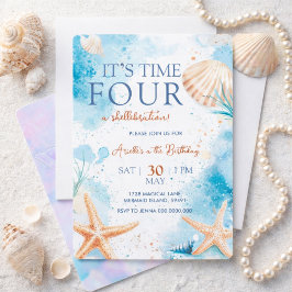 Convites Mermaid 4th Birthday