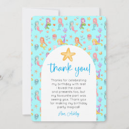 Convites Mermaid Aniversário Foto Obrigado