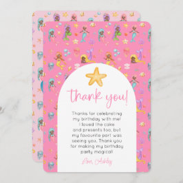 Convites Mermaid Aniversário Foto Obrigado