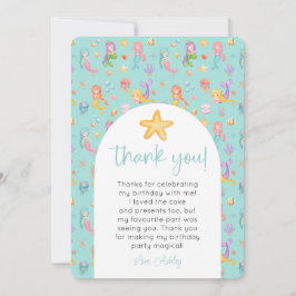 Convites Mermaid Aniversário Foto Obrigado